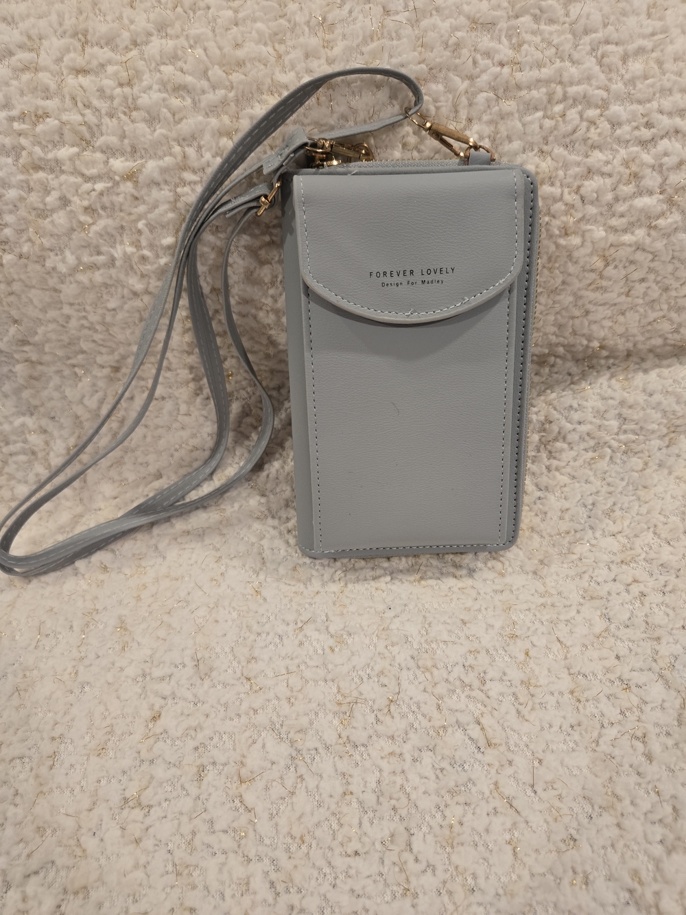 Light Blue-Gray Crossbody Phone Wallet